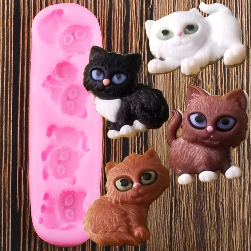 3D Four Cute Kittens Mold