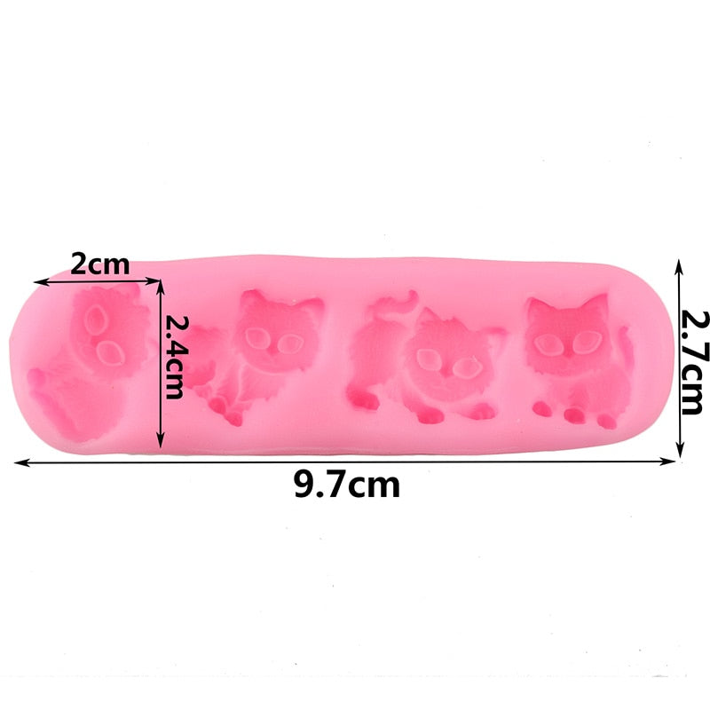 3D Four Cute Kittens Mold