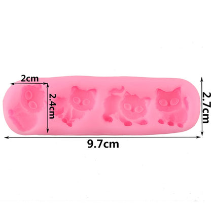 3D Four Cute Kittens Mold