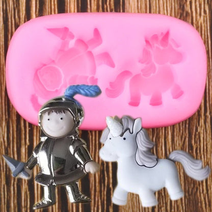 Medieval Knight And Unicorn Cartoon Mold