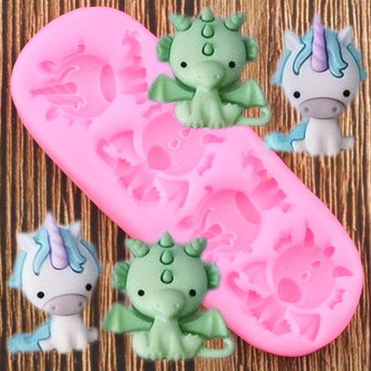 Cartoon Unicorn And Dragon Mold