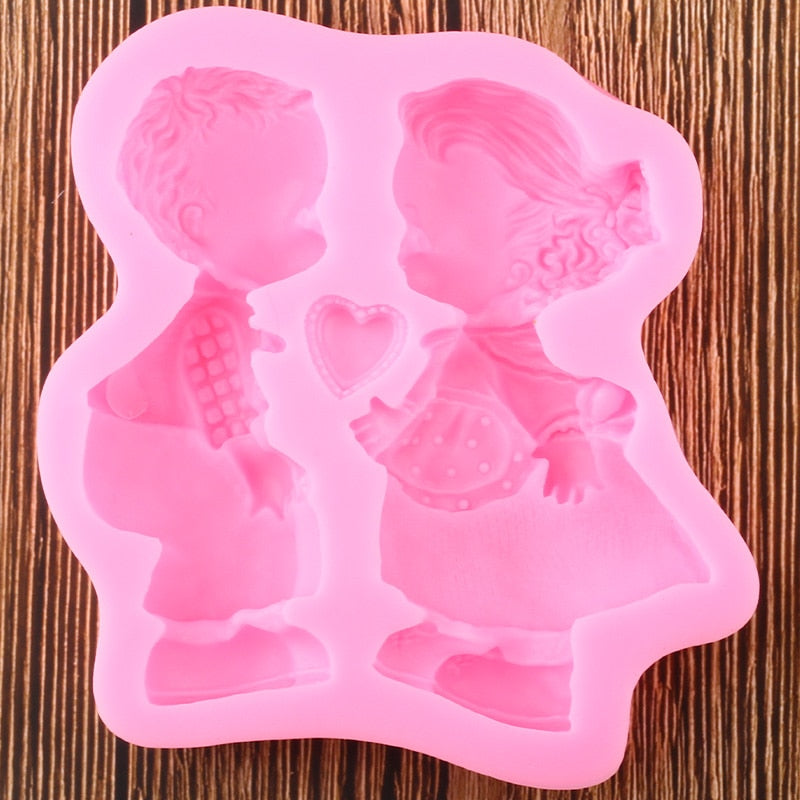 3D Cartoon Boy and Girl Mold