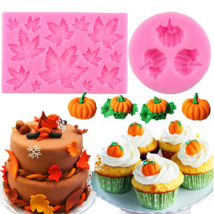 Halloween Pumpkin Cake Decoration Silicone Mold DIY Leaves Cupcake Topper Fondant Cake Decorating Candy Chocolate Gumpaste Mould