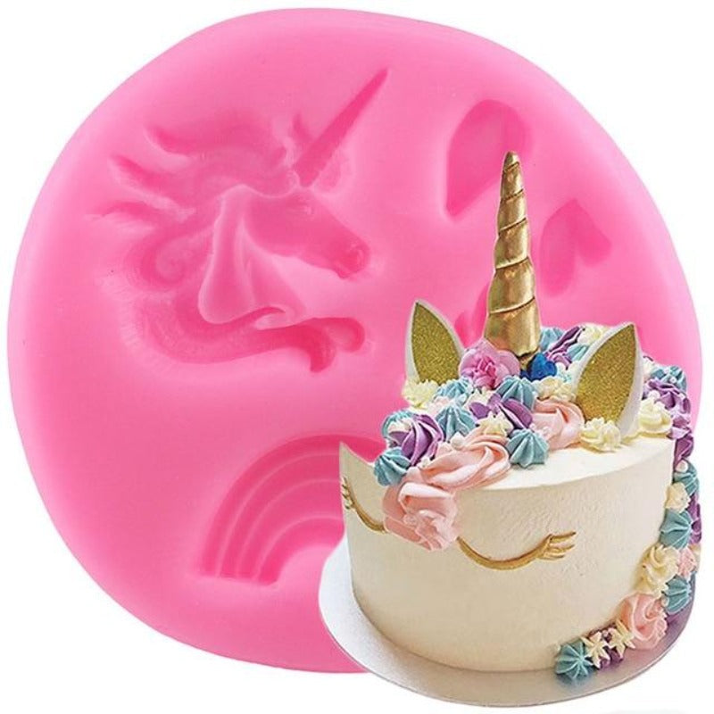 Rainbow Unicorn & Flowers Silicone Mold