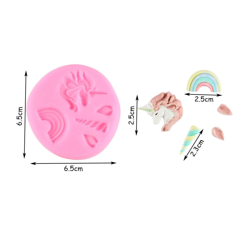 Rainbow Unicorn & Flowers Silicone Mold