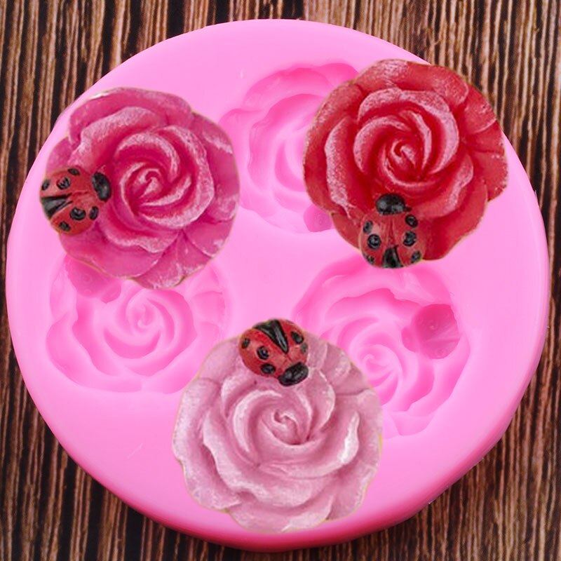 Ladybug Rose Flower Silicone Mold