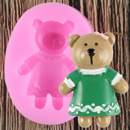 3D Cute Bear in a Dress Mold