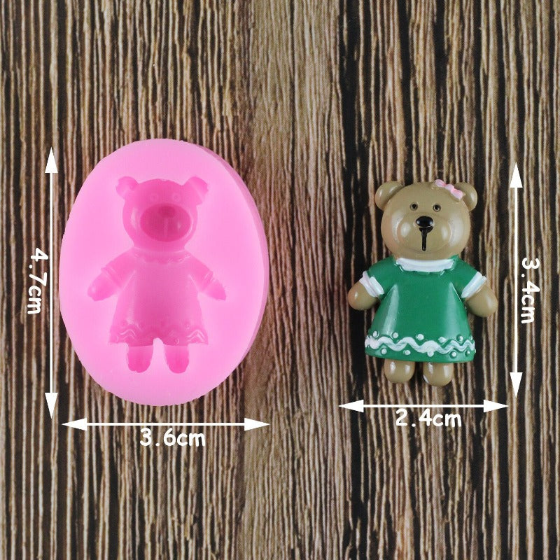 3D Cute Bear in a Dress Mold