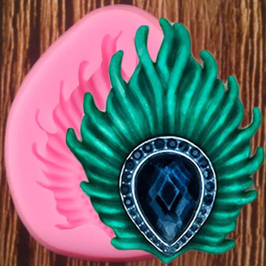 Color-Filled Peacock Feather Silicone Mold