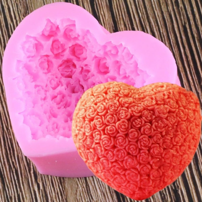 3D Heart Rose Mold