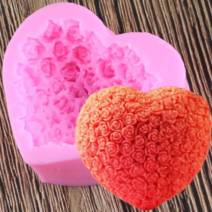 3D Heart Rose Mold