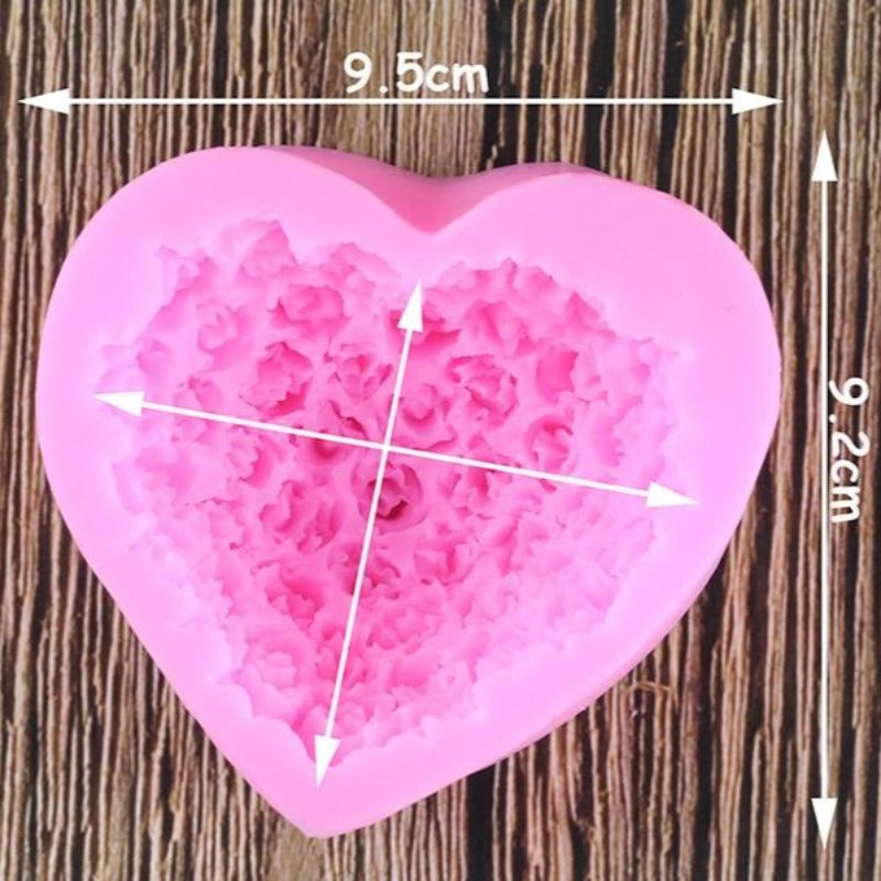 3D Heart Rose Mold