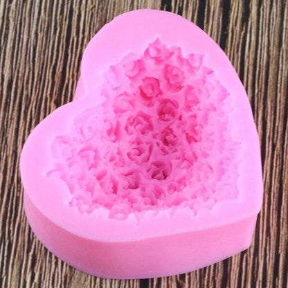 3D Heart Rose Mold