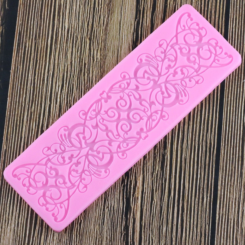 Abstract Lace Flower Border Silicone Mold